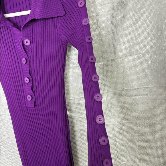 Hanifa Mira Elegant Purple Ribbed Knit Dress, size L, NWOT - Picture 8 of 11